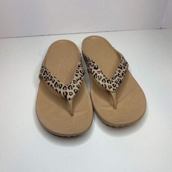 Crocs Leopard Kadee II Flip Flop Sandals Comfort Open Toe Walking Womens - Picture 3 of 8